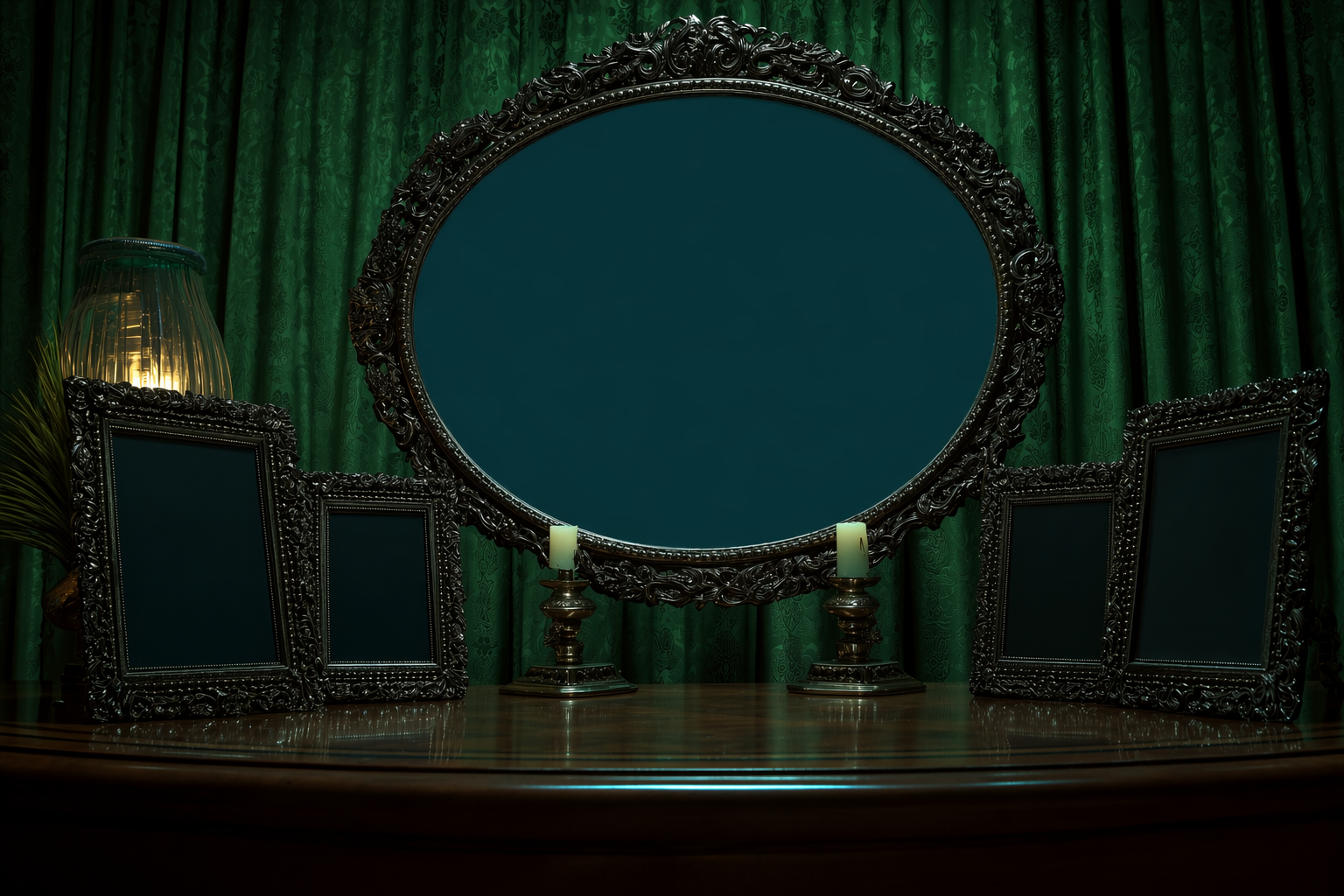 Early green drape mirror room study