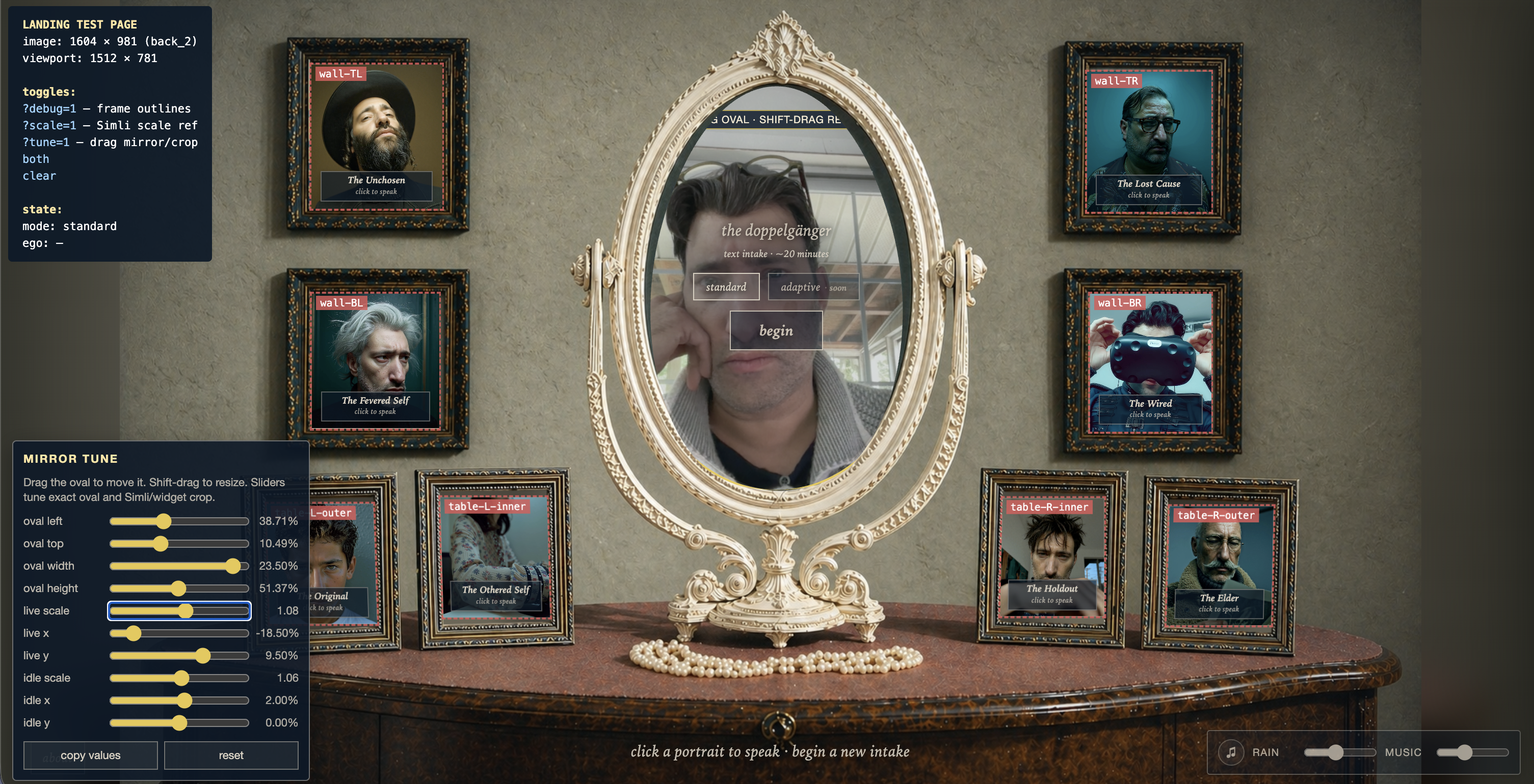 Doppelganger mirror calibration tool in use